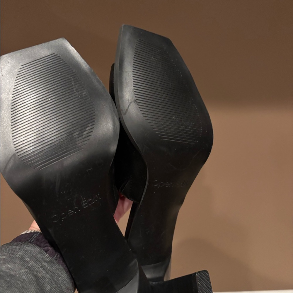 Open Edit Gemma Slides Heels Sandals Women's Open Square Toe Black Size US 8.5 - Picture 4 of 6